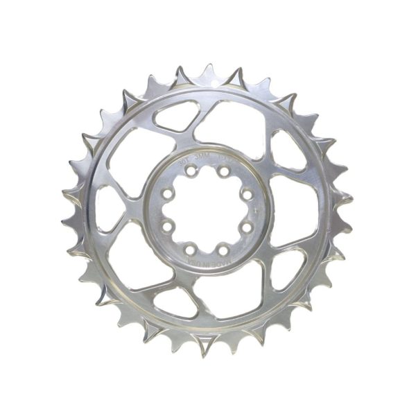 5DEV Chainring - T-Type SRAM 8-Bolt Chainring - 3mm Offset - 34T - Raw Silver Clear Supply