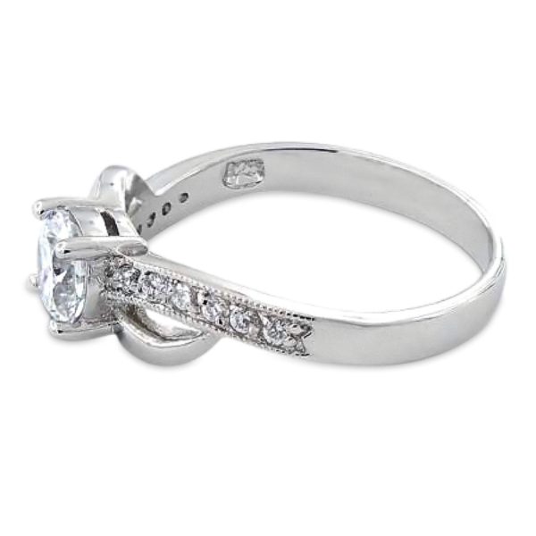 Sterling Silver Clear CZ Engagement Ring Online Sale - Image 5