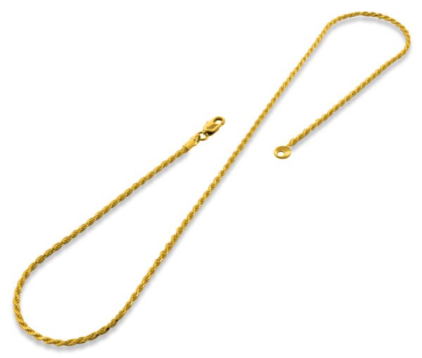 14K Gold Plated 16  Rope Brass Chain Necklace 1.73mm Hot on Sale - Image 2