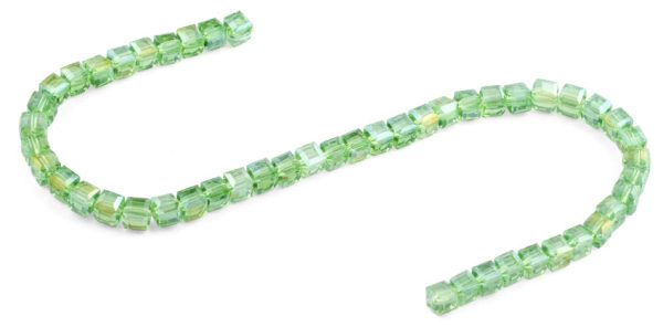 8x8mm Green Square Faceted Crystal Beads For Discount - Image 2