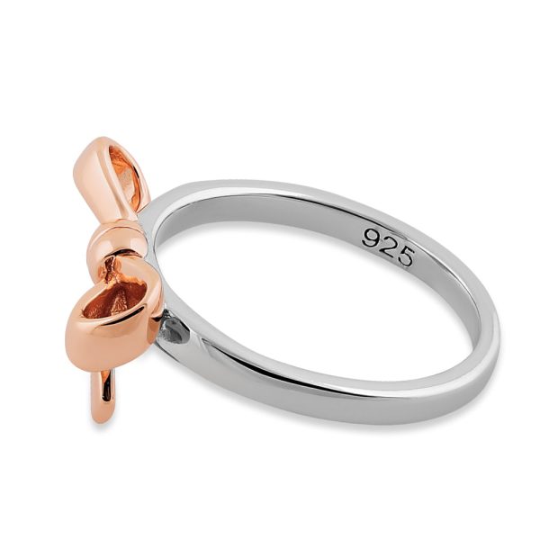 Sterling Silver Two Tone Rose Gold Plated Bow Ring Sale - Image 4